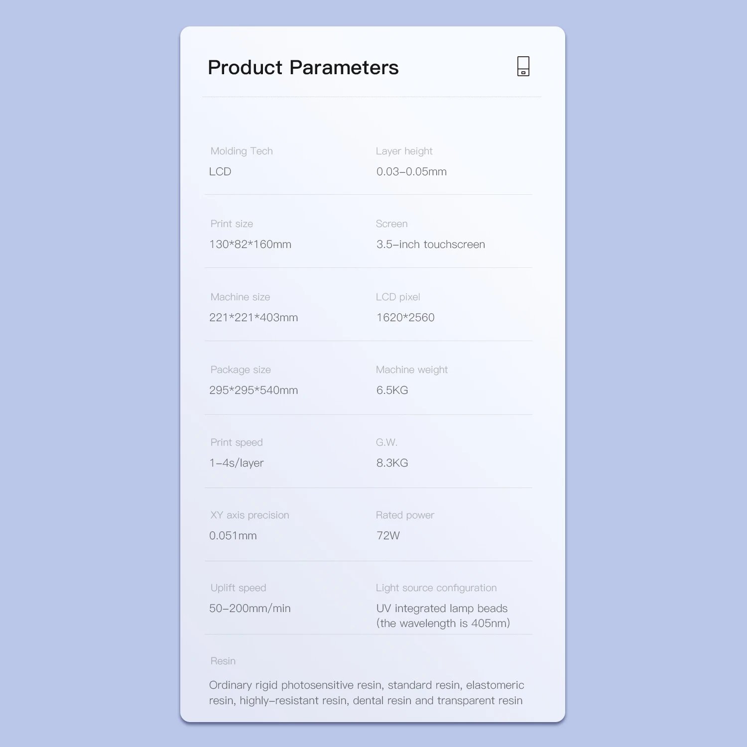 UV Photocuring 2K High Resolution LCD Resin 3D Printer