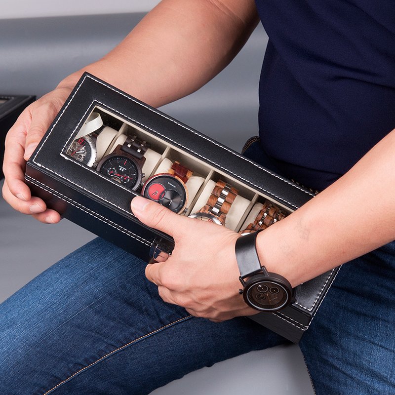 6/10 Slots Leather Wrist Watch Storage Box