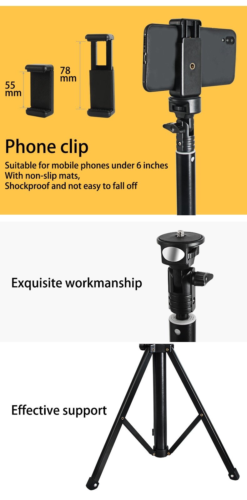 Illuminated Mount Smartphone Tripod Stick